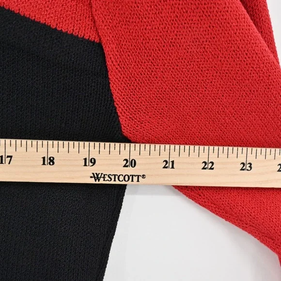 Vtg 80s ST JOHN Dress Size 8 Santana Knit Colorblock Red Black Mock Neck Shift - Picture 4 of 15